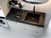 Top view of the washbasin and work surface - 2,5 cm thick, in 149 Marqui stone-effect melamine 