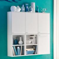 Atlantic modern bathroom wall unit - combination of wall units cm 35 h.50 with J0 white glossy-lacquer finish