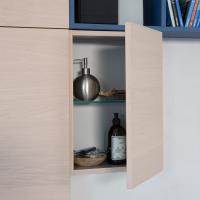 Zoom on a door wall unit equipped with inside glass shelf
