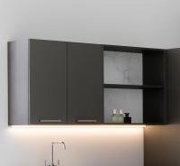Oasis wall unit with 2 hinged doors in the Reflex Carbon melamine finish