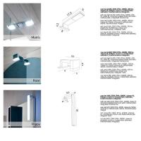 Technical specifications and measurements for the lamps available with the borea mirror