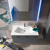 Simply bathroom mirror with storage compartment - cm 90 d.15 with additional sides with built-in led light