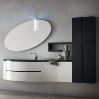 Helly bathroom mirror with elliptical shape with Poppy lamp