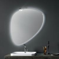 Drip bathroom mirror with irregular teardrop shape and optional light