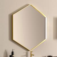 Antrim hexagonal mirror with metal frame in the gold finish
