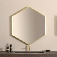 Antrim bathroom mirror with points of the hexagon at the top and bottom (with LED lights at the side)