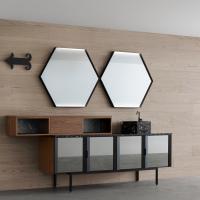 Pair of Antrim bathroom mirrors with metal frame in the matt-black finish
