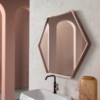 Antrim hexagonal mirror with metal frame in the copper finish