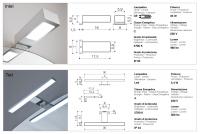 Technical specifications for the lamps which can be fitted onto the Oasis mirror