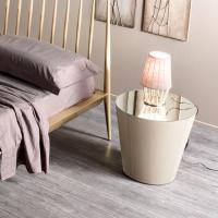 Modern leather bedside table Conico by Cantori with mirror top