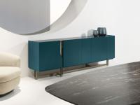 Modern sideboard with marble top Mirage by Cantori, here proposed with petroleum lacquered doors