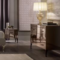 Adone mirrored bedside table with bronze smoke finish combined with Adone dresser