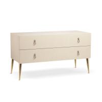 City art deco ivory dresser with 2 drawers by Cantori. Classy and refined design (Handle finish not available)