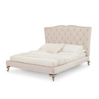 George classic bed with high tufted headboard and carved metal feet by Cantori