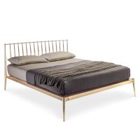 Urbino modern minimal bed with radial metal headboard