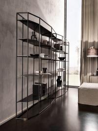 Diadema iron bookcase with minimal industrial design by Cantori