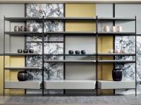 The metal and wood bookcase Macao by Cantori offers storage space and a strong personality to the room
