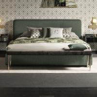 Bench Cocò upholstered with velvet and pale gold metal legs, ideal by the bed foot