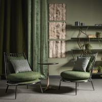 Couple of Aurora armchairs with black nickel structure and and green Aspen fabric