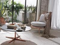 Aurora upholstered armchair matched with City coffee table