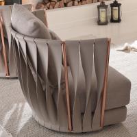 Detail of the design leather and copper iron seat-back 