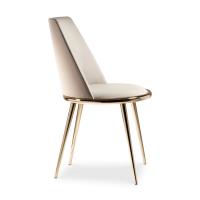 Aurora minimal gold chair with velvet seat and upholstered seat-back