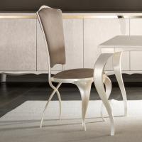 Ghirigori chair with sabre-shaped legs and upholstered seat-back