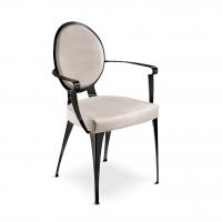 Miss brass chair with padded seat, upholstered seat-back and metal armrests by Cantori