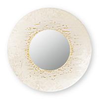 Africa round cream mirror with gold decoration by Cantori