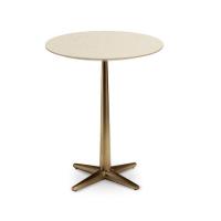 City round coffee table with brass structure - top in cream open pore oak