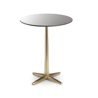 City round coffee table with brass structure - grey smoked mirrored top