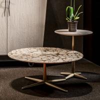City occasional tables by Cantori, round top 85 cm of diameter in liquid gold finish