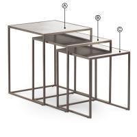 Tris of square Narciso coffee tables by Cantori
