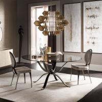 Atlante glass table with shaped iron structure by Cantori