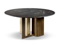 Tavolo moderno in marmo Mirage di Cantori nella versione rotonda con lazy susan integrato a centro top