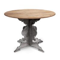 Romeo round table with iron base and wooden top