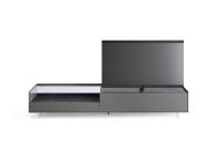 Columbus Glass wood and glass TV stand with ceramic tops and matte lacquered fronts