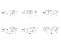 Columbus Glass wood and glass TV stand - Drawings and measurements of 182 compositions