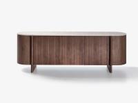 Front view of the Dafne sideboard in curved wood