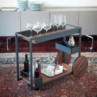 Brandy Italian serving trolley by Cattelan with Canaletto walnut tops
