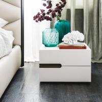 Ciro bedside table with eco-leather recessed pull handle by Cattelan