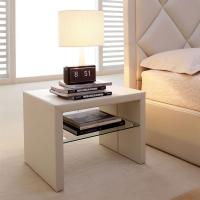 Dorian upholstered bedside table with glass shelf