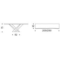 Measurements of Stratos console table with irregular borders top