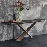 Terminal hallway console table by Cattelan with wooden top and metal edge
