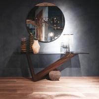 Valentino console table by Cattelan with V-shaped base in Canaletto walnut