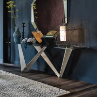 Westin two-tone console table with glass top