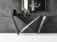 Westin design console table by Cattelan with crossed base in brushed grey painted metal
