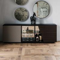 Aston minimal sideboard with asymmetric door, the central compartment comes with mirror panels