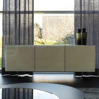  Focus by Cattelan sideboard with 3 clear glass doors lacquered matt white