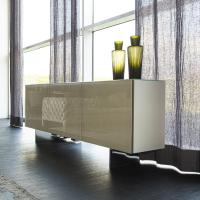 Focus by Cattelan sideboard with 3 clear glass doors lacquered matt white, perfect to furnish modern living-rooms